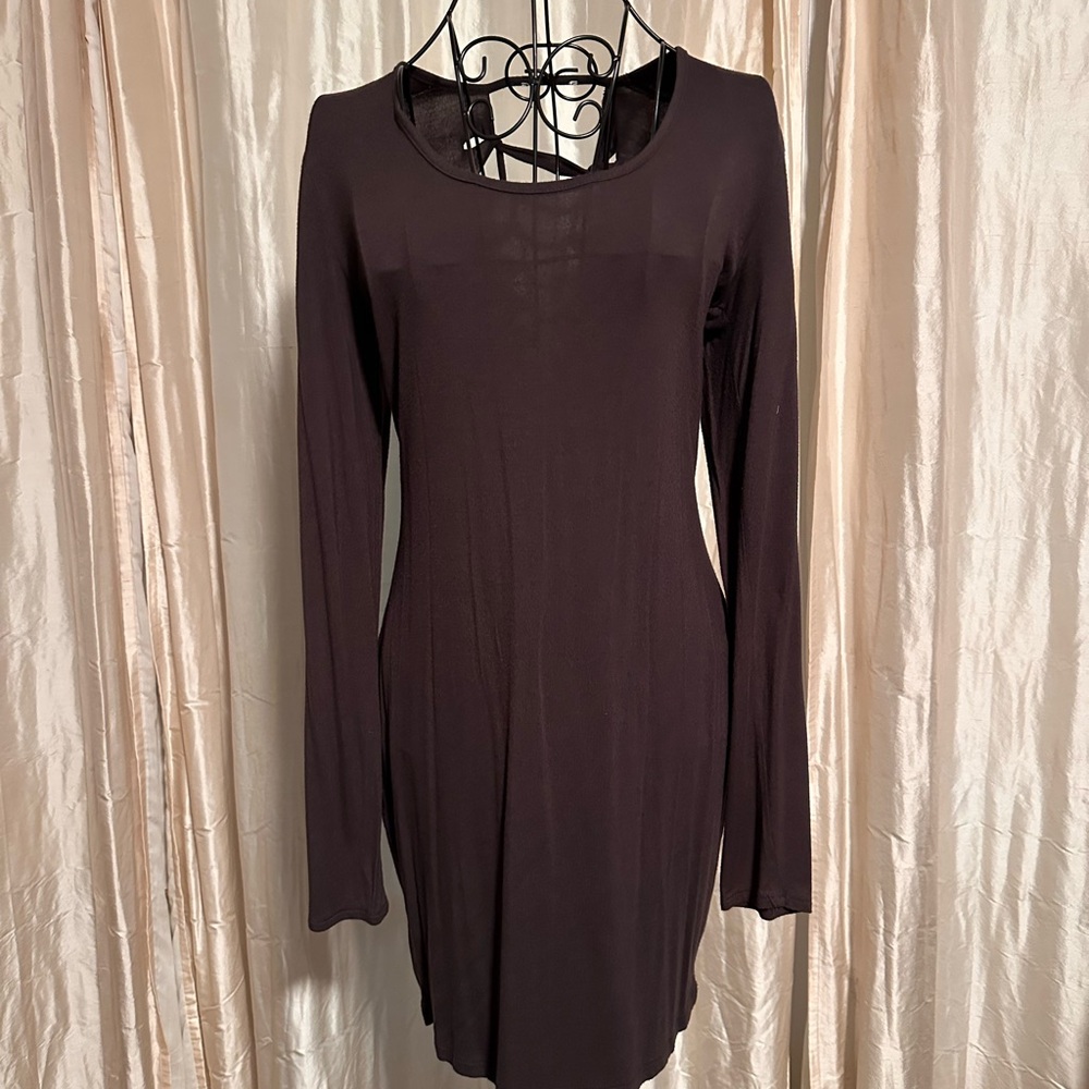 Elegant Brown Long Sleeve Dress